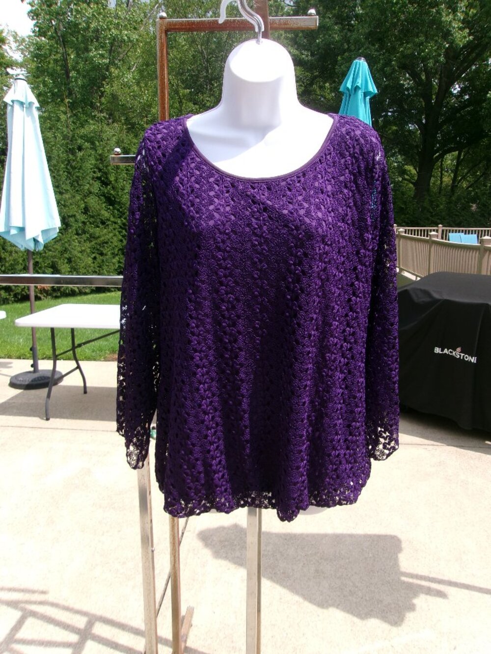 NWOT ROZ&ALI PURPLE LACE TOP XL
